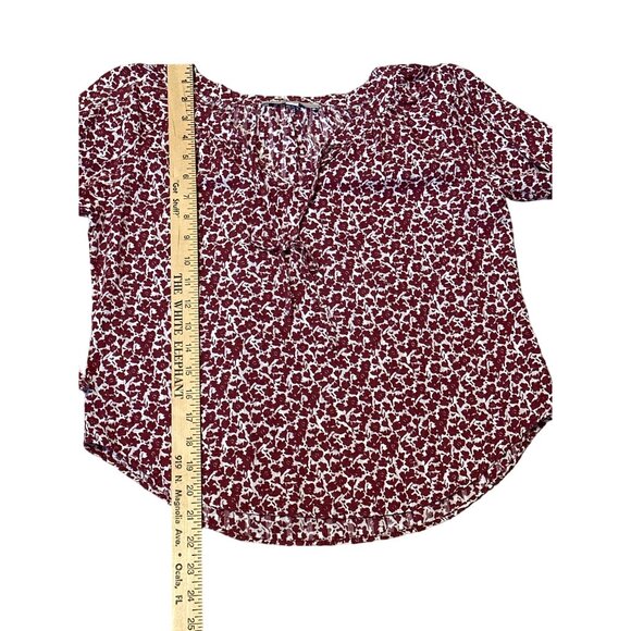 💖LOFT Red & White Floral Long Sleeve Blouse Size XS - Picture 3 of 4